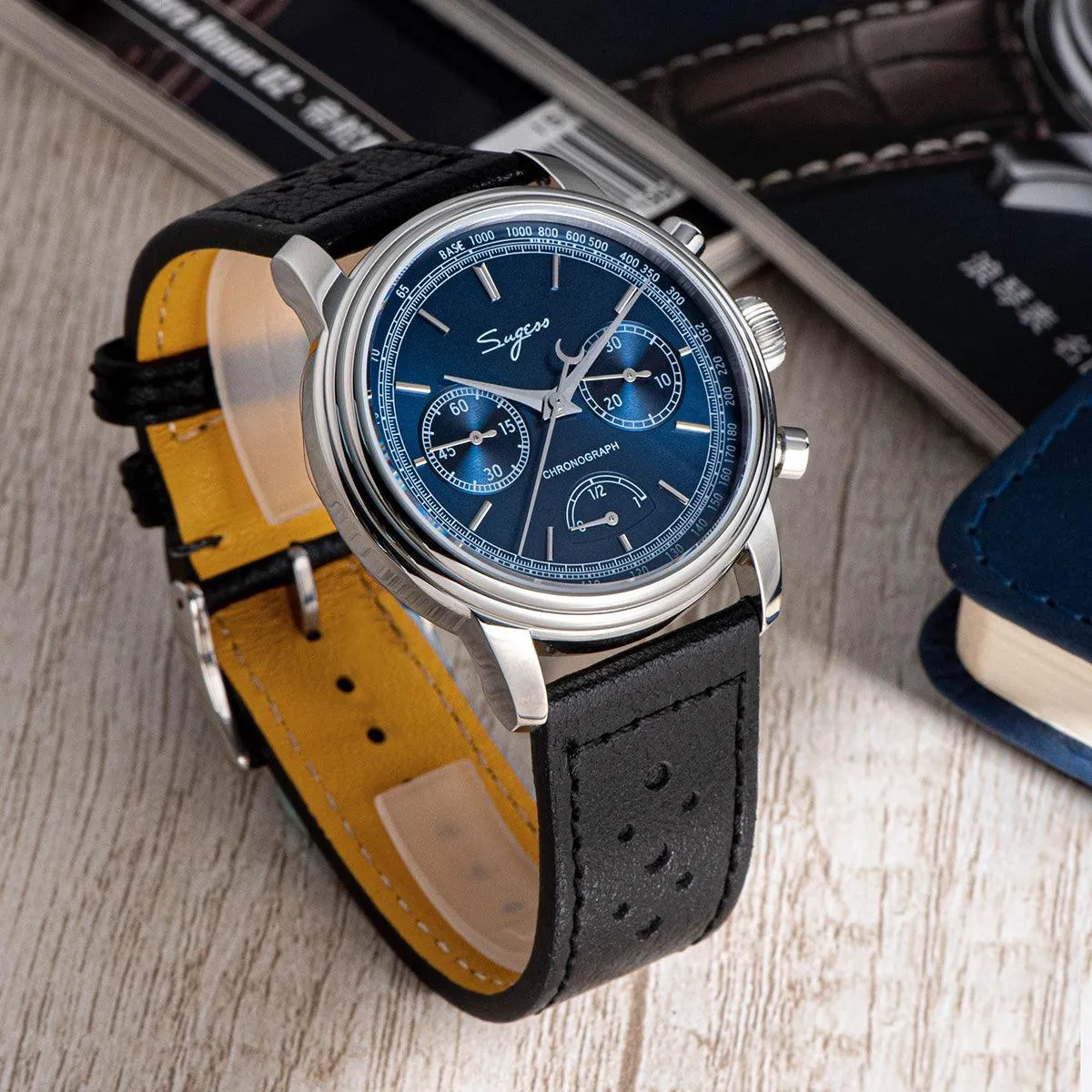 Sugess ST1906 Deep Blue Dial Multi-Function Mechanical Power Reserve Seagull Movement Men's Watch