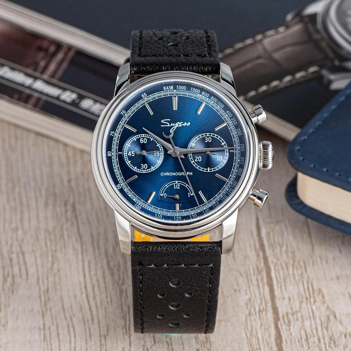 Sugess ST1906 Deep Blue Dial Multi-Function Mechanical Power Reserve Seagull Movement Men's Watch