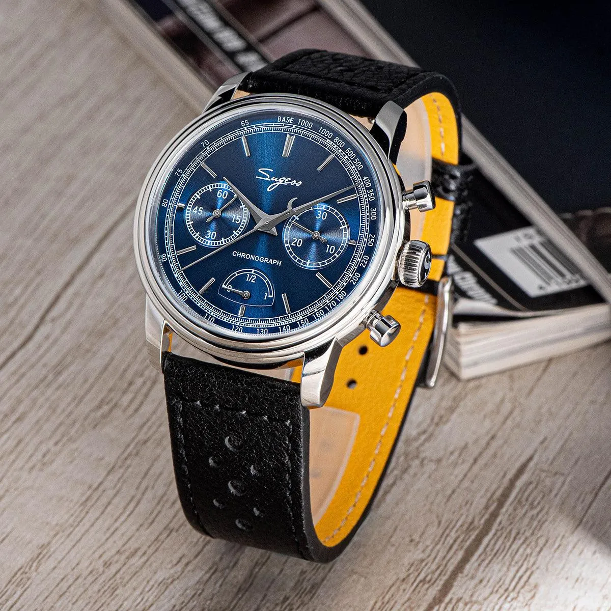 Sugess ST1906 Deep Blue Dial Multi-Function Mechanical Power Reserve Seagull Movement Men's Watch