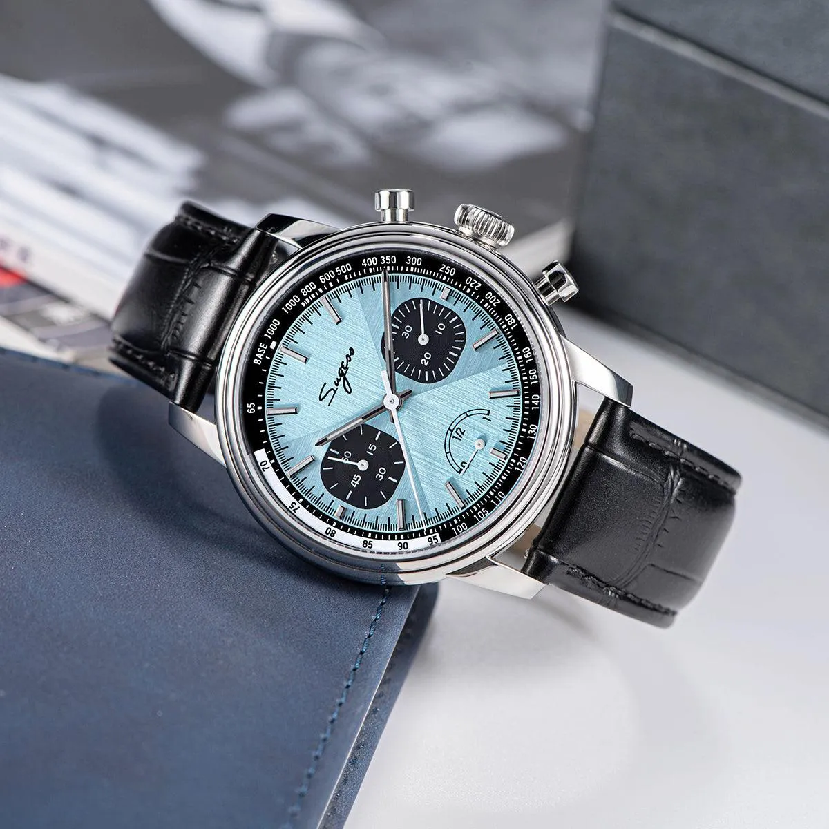 Sugess ST1906 Tiffany Blue Dial Multi-Function Mechanical Power Reserve Seagull Movement Men's Watch