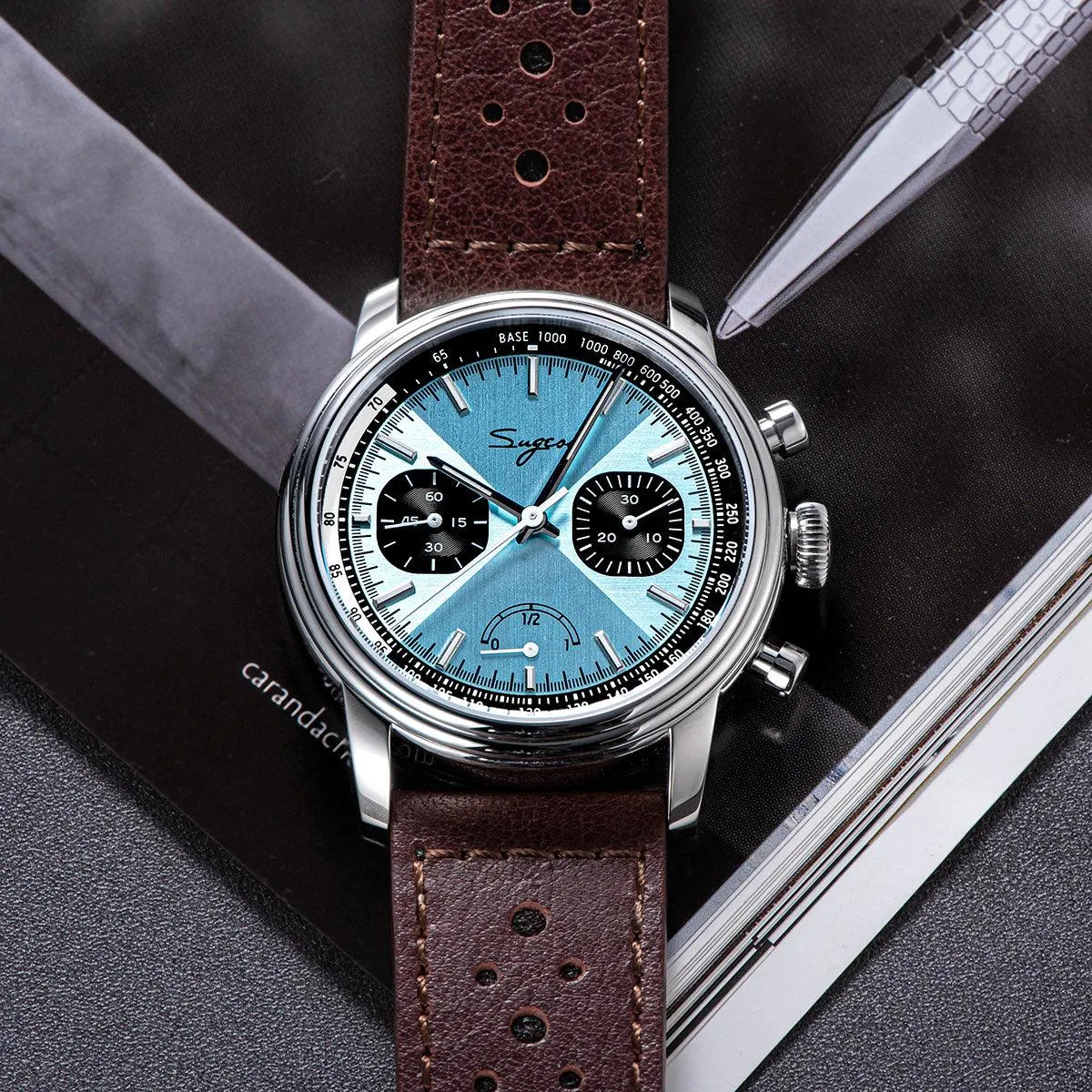 Sugess ST1906 Tiffany Blue Dial Multi-Function Mechanical Power Reserve Seagull Movement Men's Watch