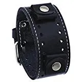 Tourbillon Day/Night Black and Silver Hand Watch with Stitched Black Leather Cuff