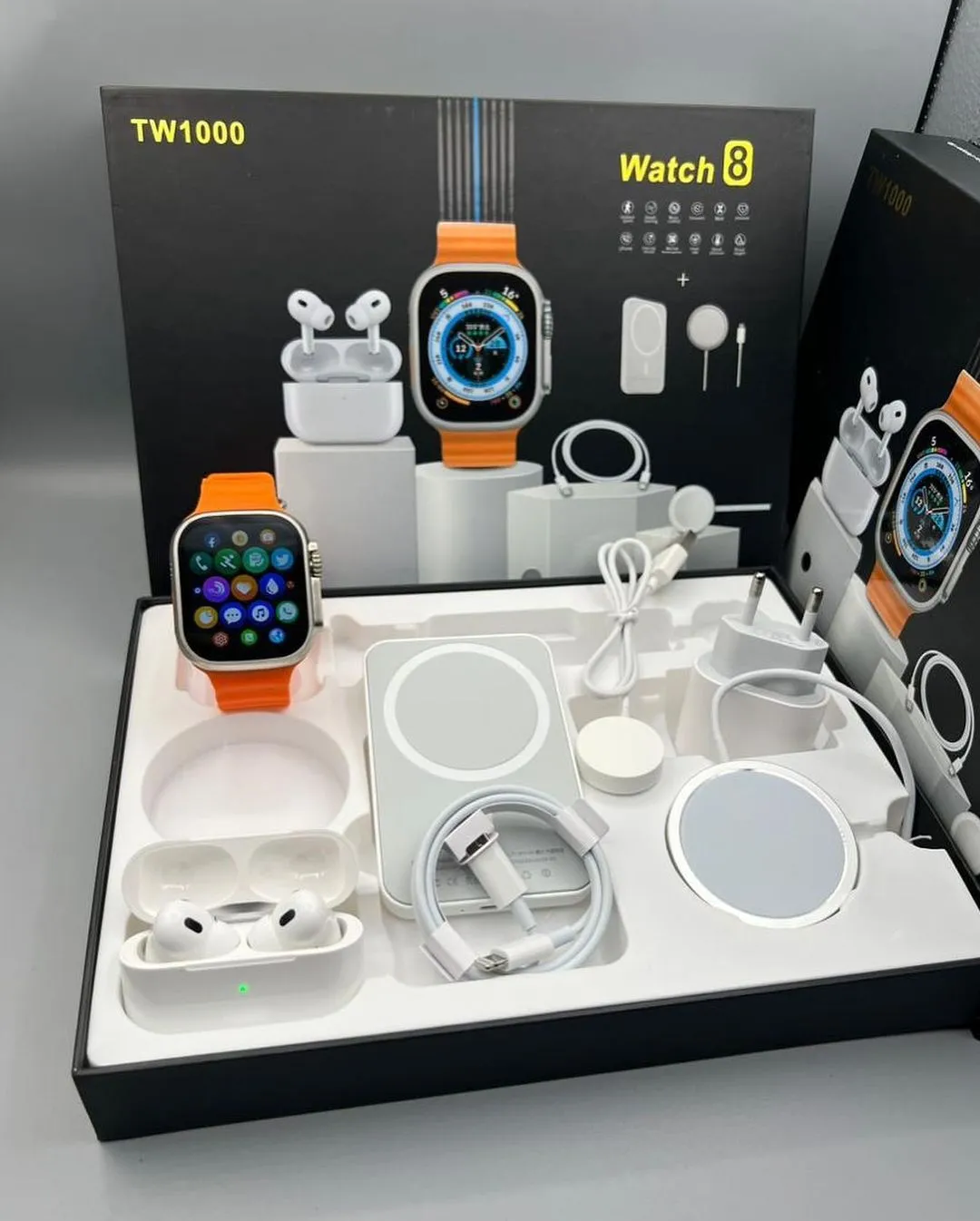 TW1000 Watch 8 Ultra Smart Watch Combo Pack 6 in 1 Comes with Power Pack