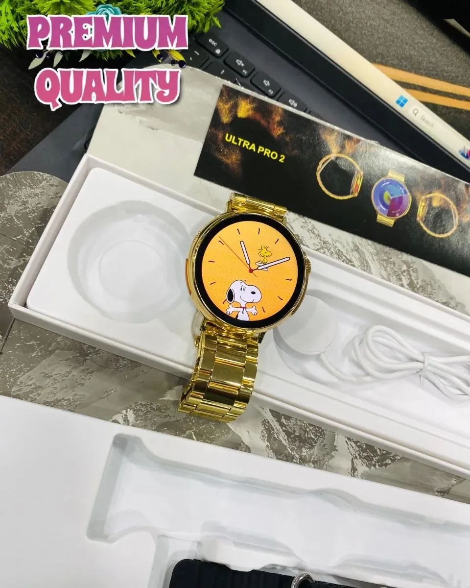 Ultra pr0 2 smart watch gold colour titanium body