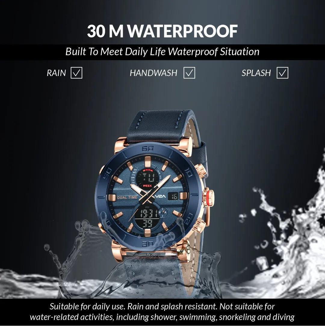 V2A Alloy Case and Genuine Leather Band Analog Digital Fashion Watch for Men Latest Men’s Watch | Gifts for Men | Gift for Brother | Gift for Husband | Birthday Gifts