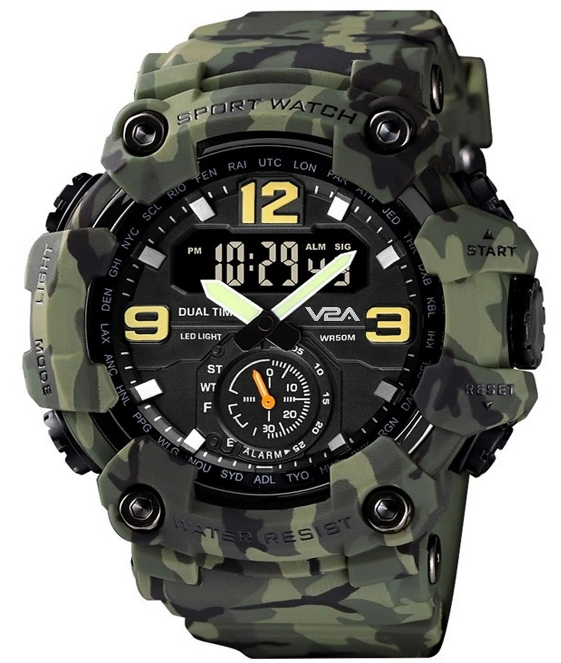 V2A Fighter Midnight Black Analog Digital Sport Watches for Men and Boys