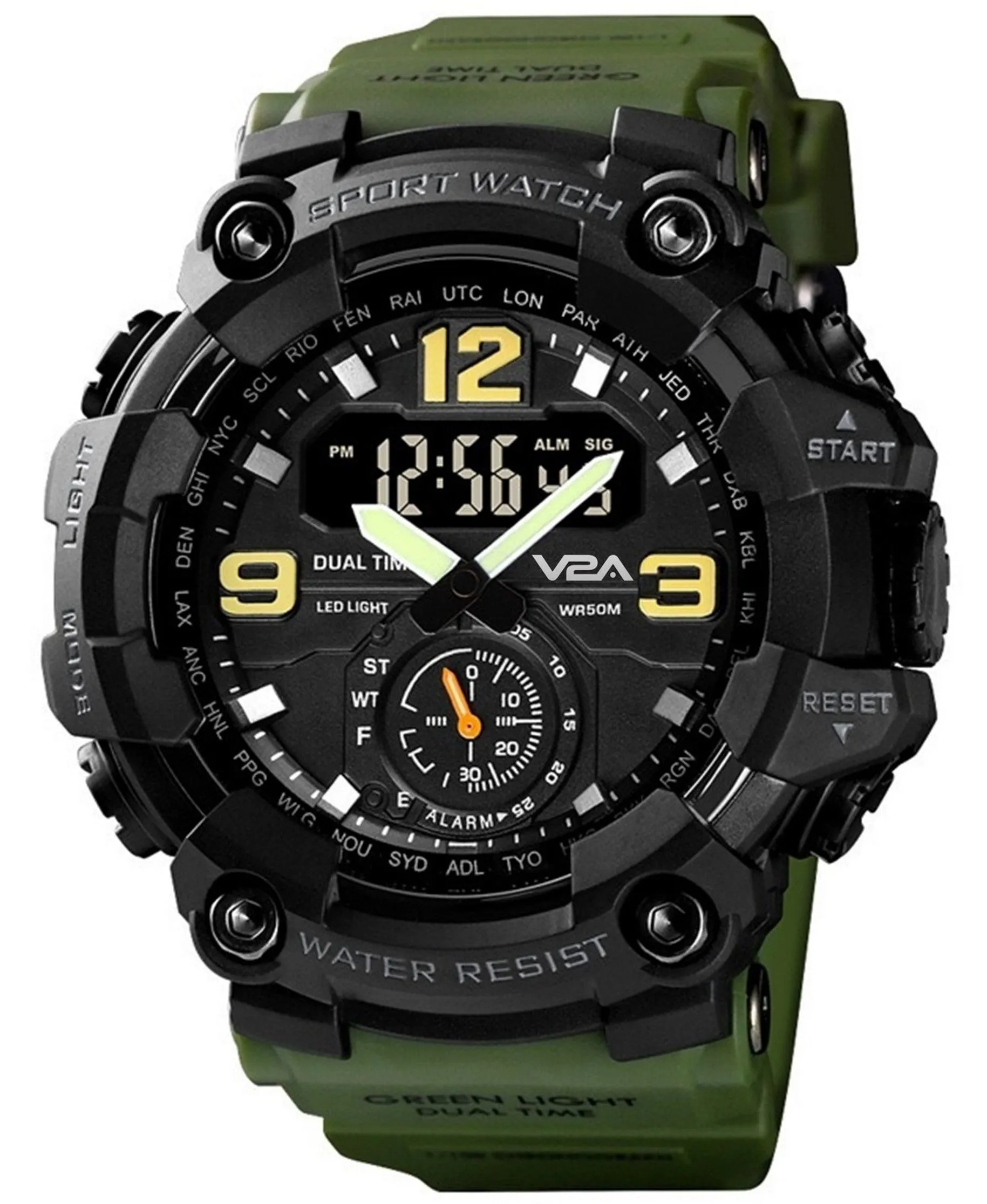 V2A Fighter Midnight Black Analog Digital Sport Watches for Men and Boys