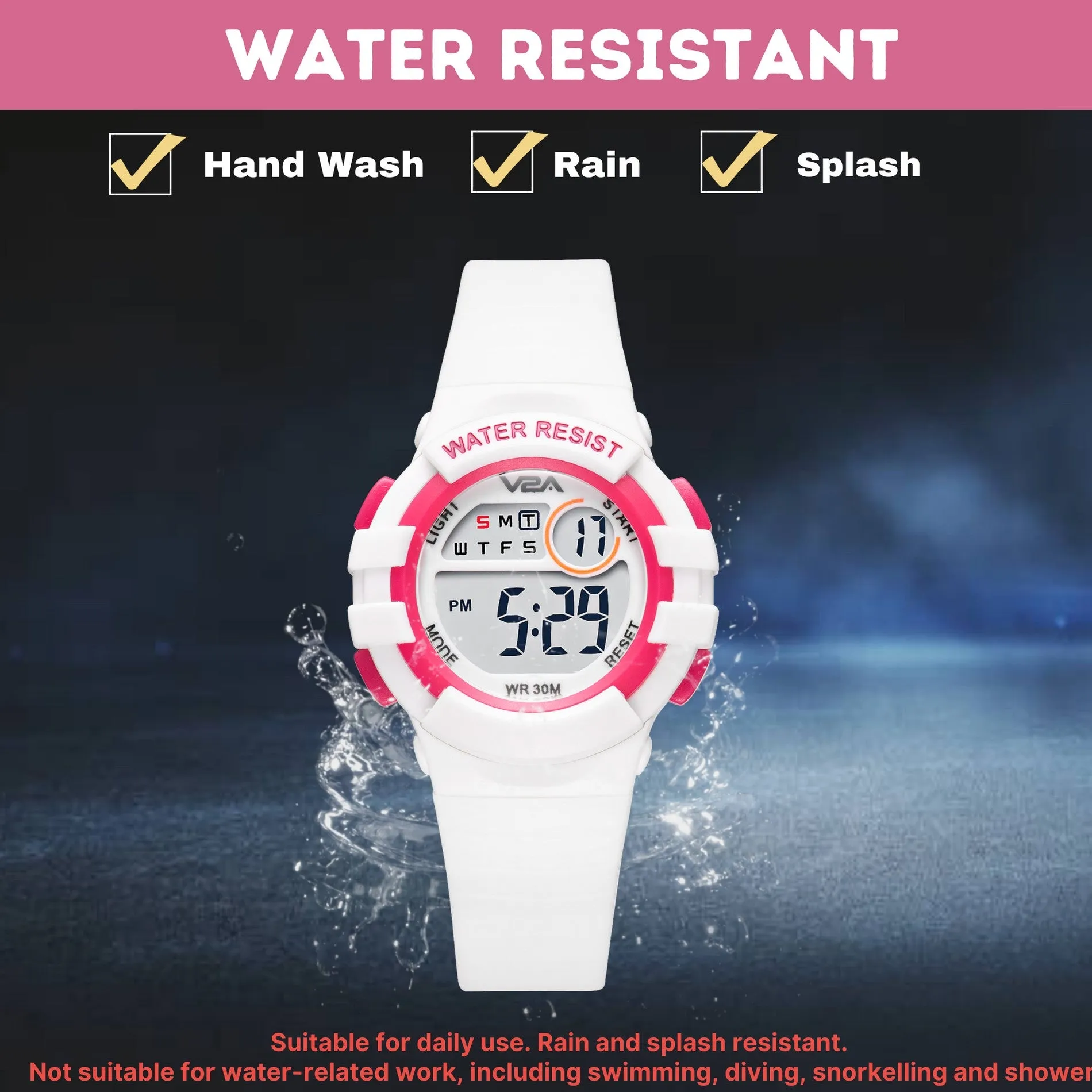 V2A Girls Kids Watch - Gifts for Girls Age 3-10 30 M Waterproof Digital Sports Watches for 3 4 5 6 7 8 Year Old Girls