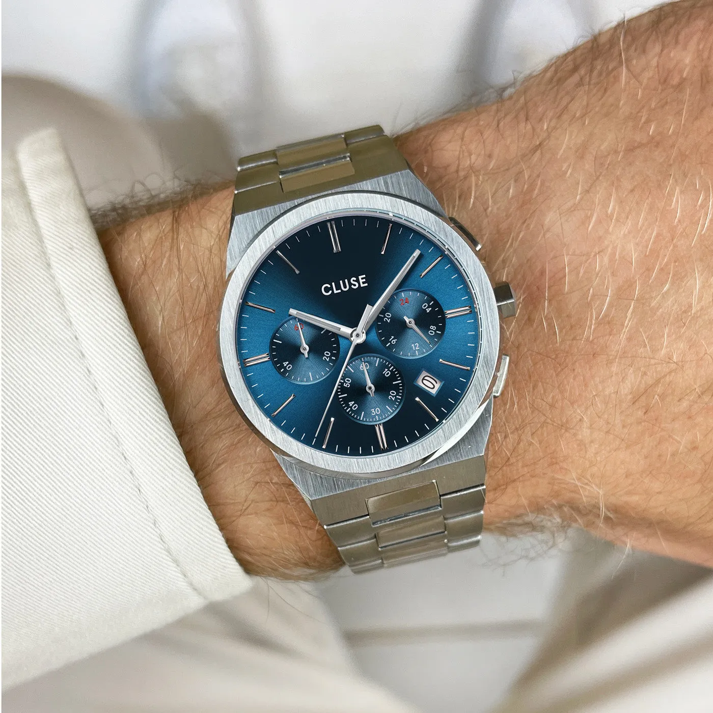 Vigoureux Chrono Steel Blue, Silver Colour