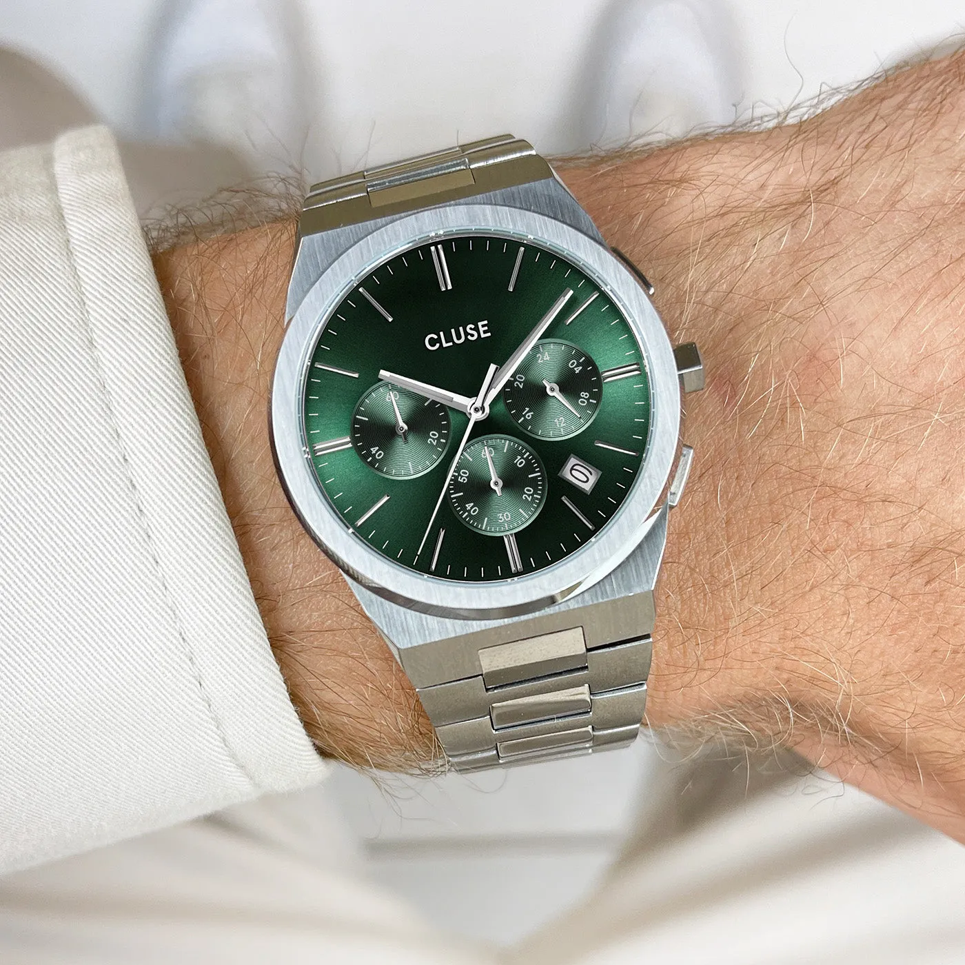 Vigoureux Chrono Steel Green, Silver Colour