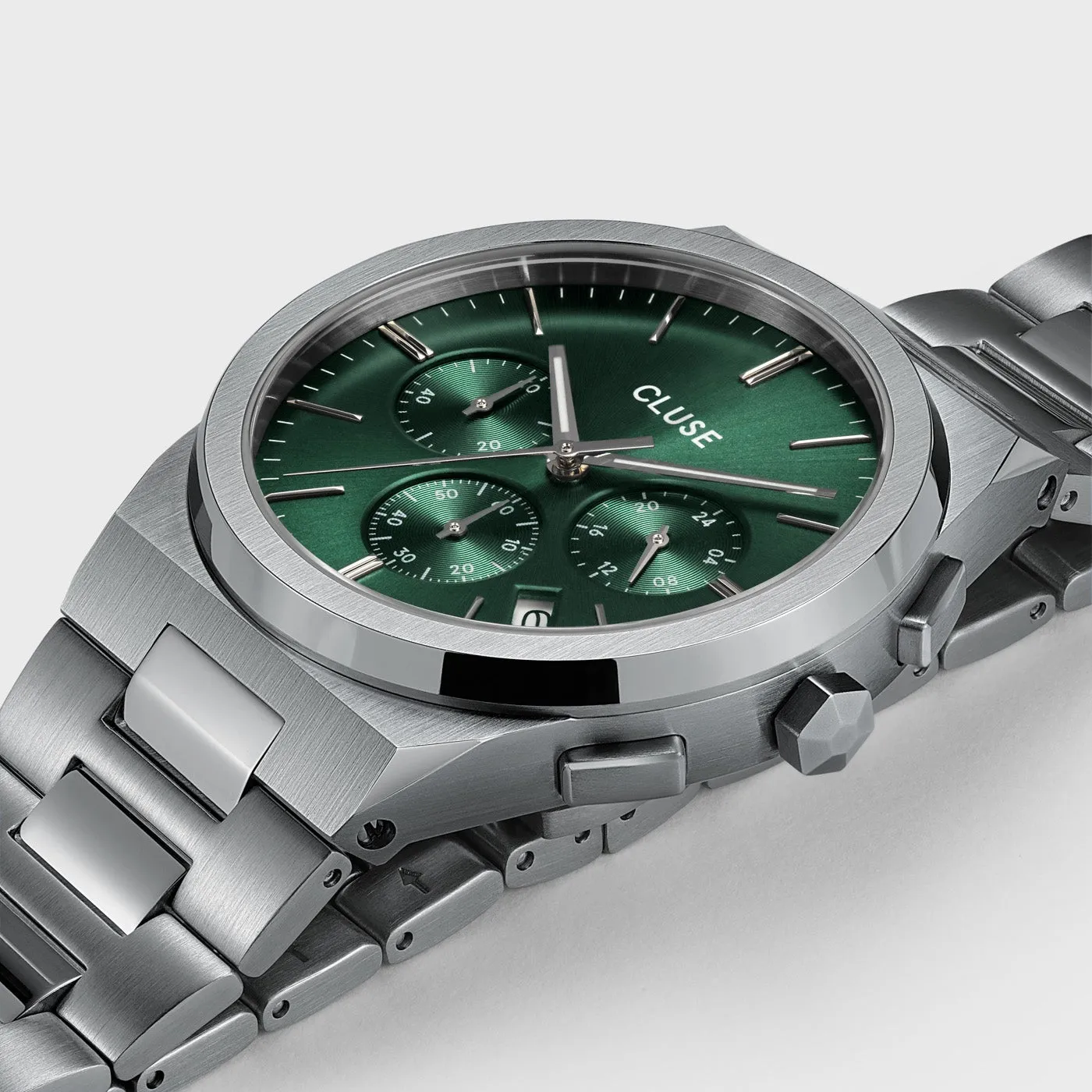 Vigoureux Chrono Steel Green, Silver Colour