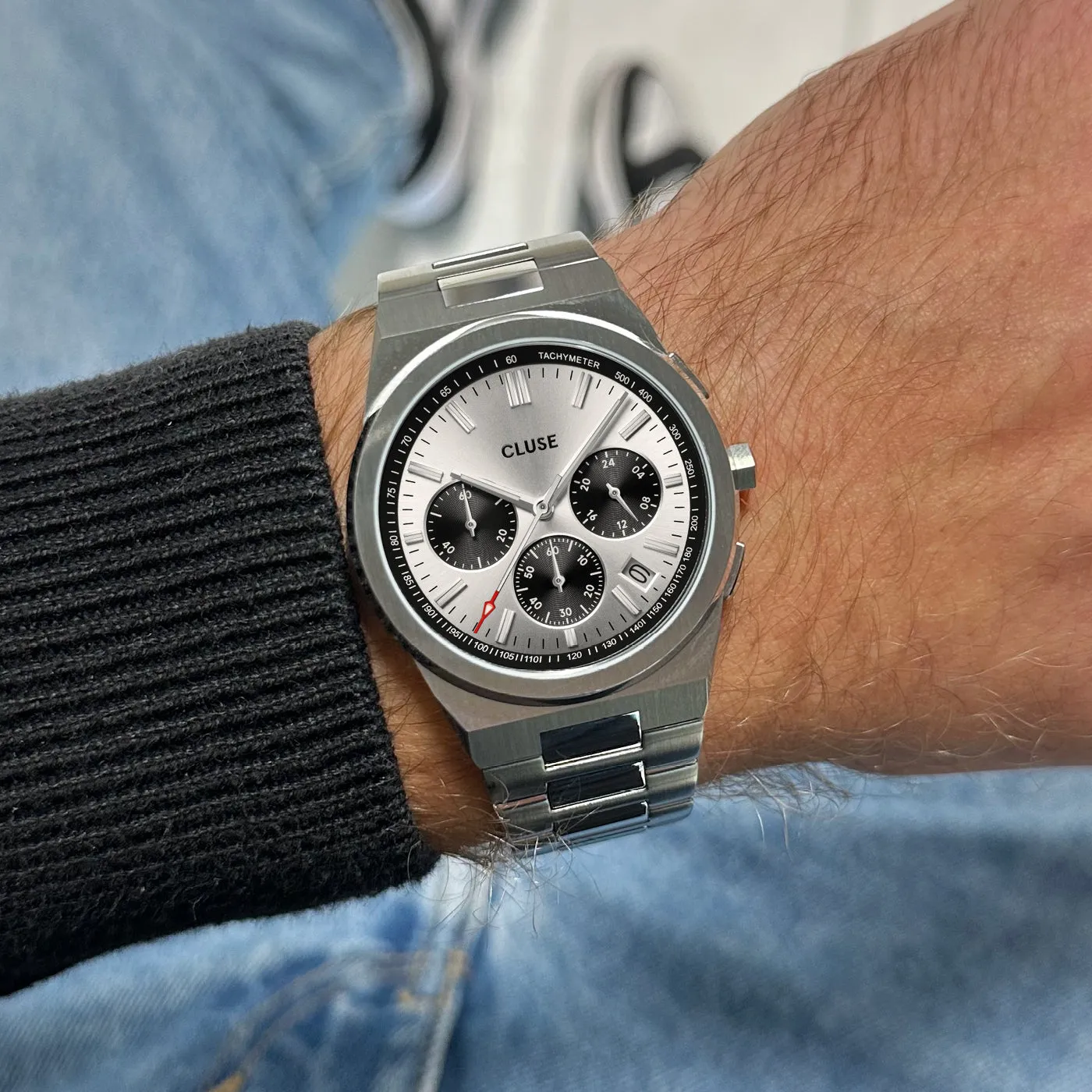 Vigoureux Chrono Steel Silver and Black, Silver Colour