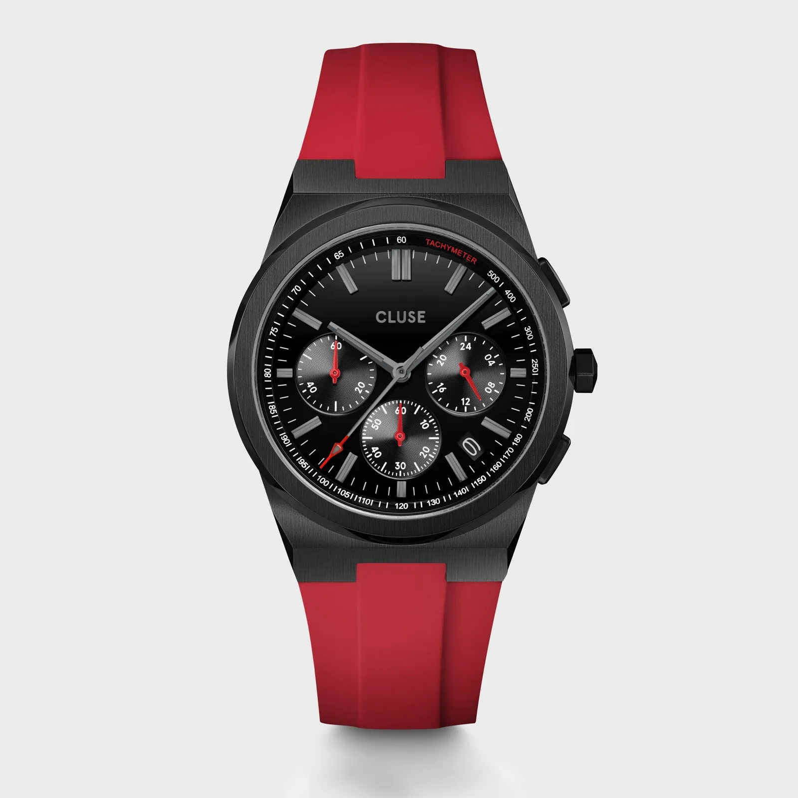 Vigoureux Chrono Watch Silicone Red, Black Colour