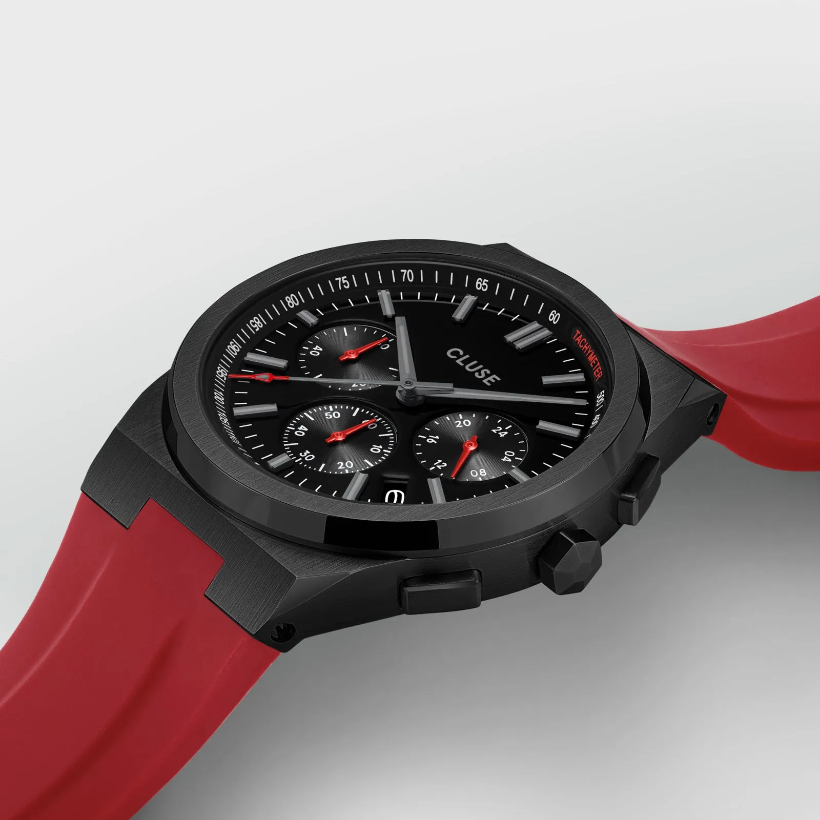 Vigoureux Chrono Watch Silicone Red, Black Colour