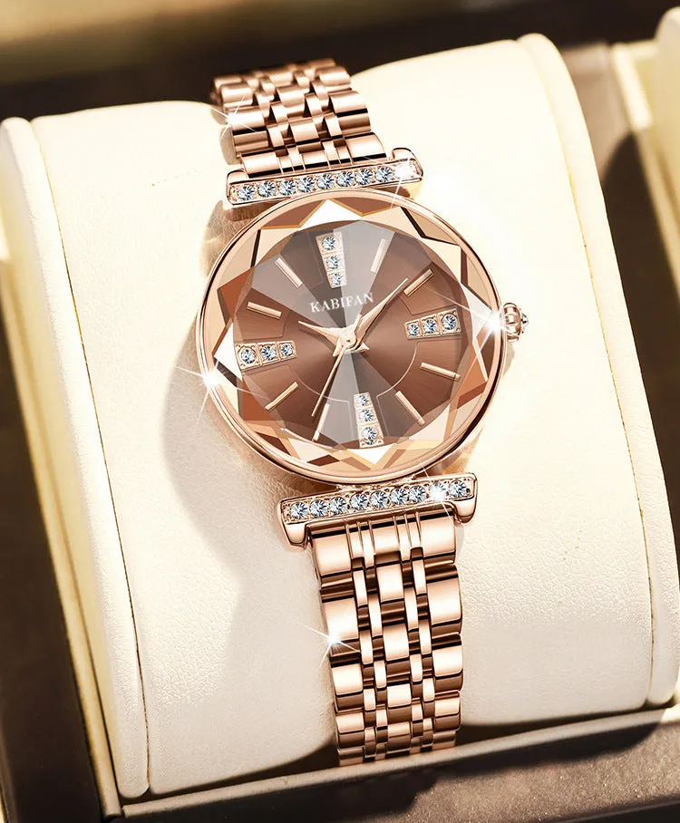 Women's Diamond Mirror Fashion Waterproof Steel Luxury Watch